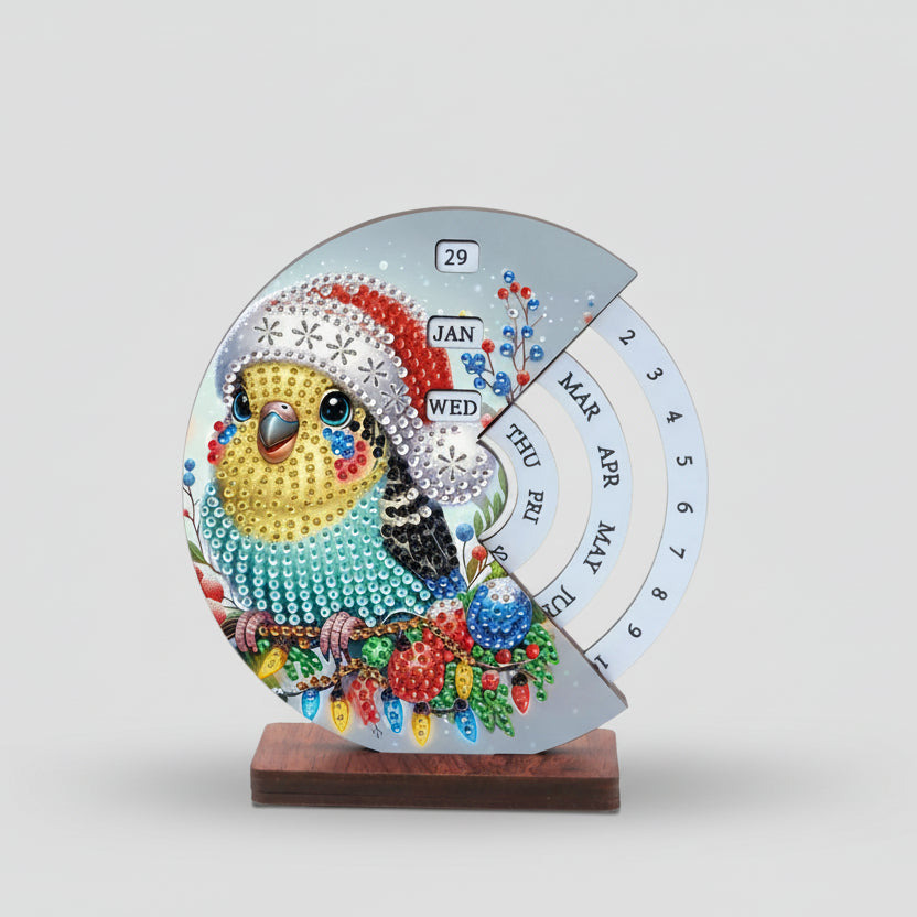 Vogel met kerstmuts | Kalender | Diamond painting