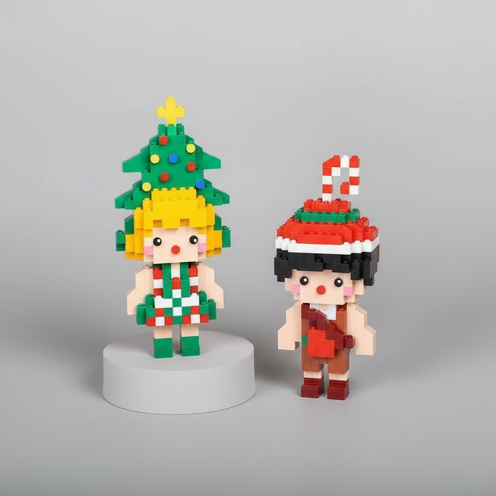Kerstman met engeltjes | Bouwsteentjes