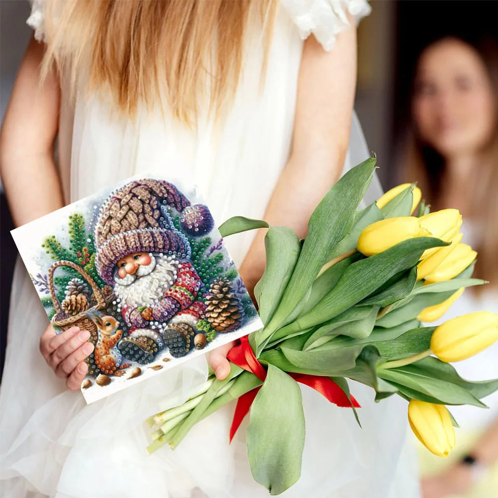 Kerstkaarten Set met Warme Winterfiguren | 6 stuks | Diamond Painting