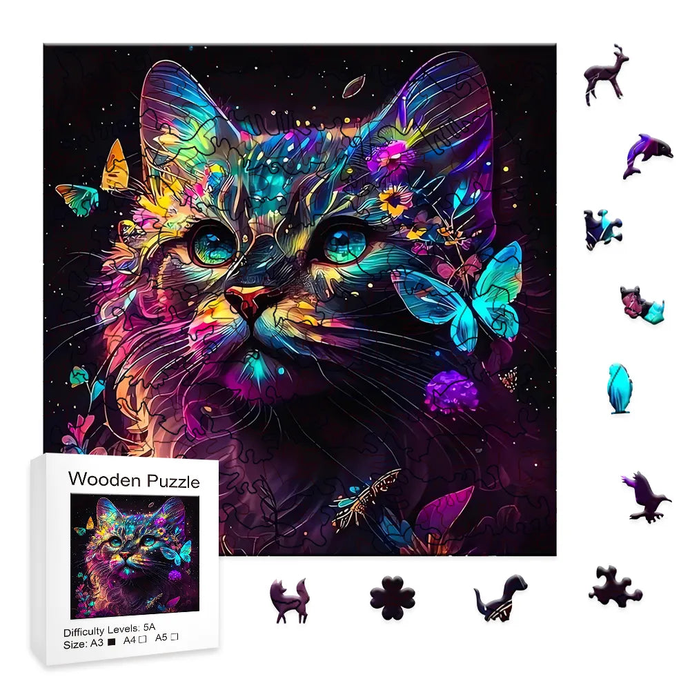 Kat met Vlinders | Houten Puzzel