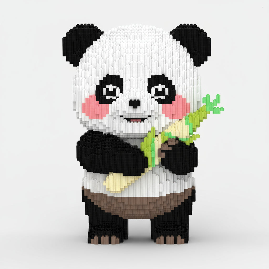 Mega Panda met Bamboe | Bouwsteentjes
