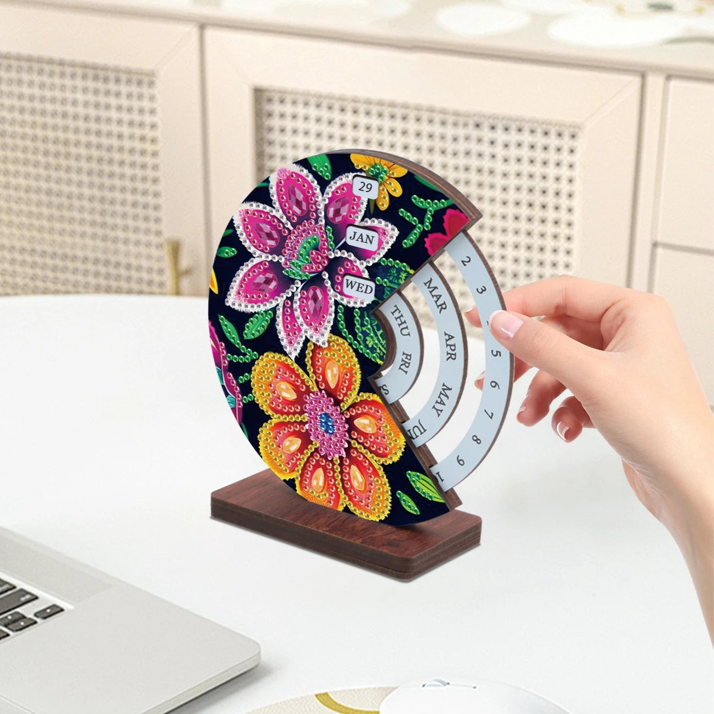 Roze & oranje bloem | Kalender | Diamond painting