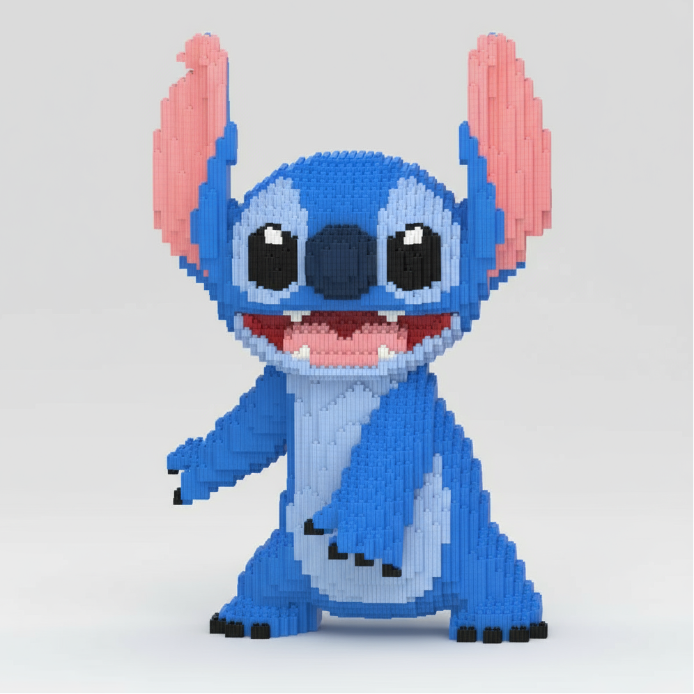 MEGA blauw wezen met open glimlach | Bouwsteentjes