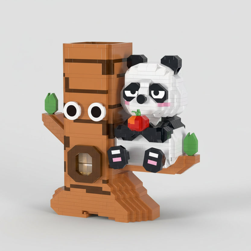 Panda in boom pennenhouder | Bouwsteentjes
