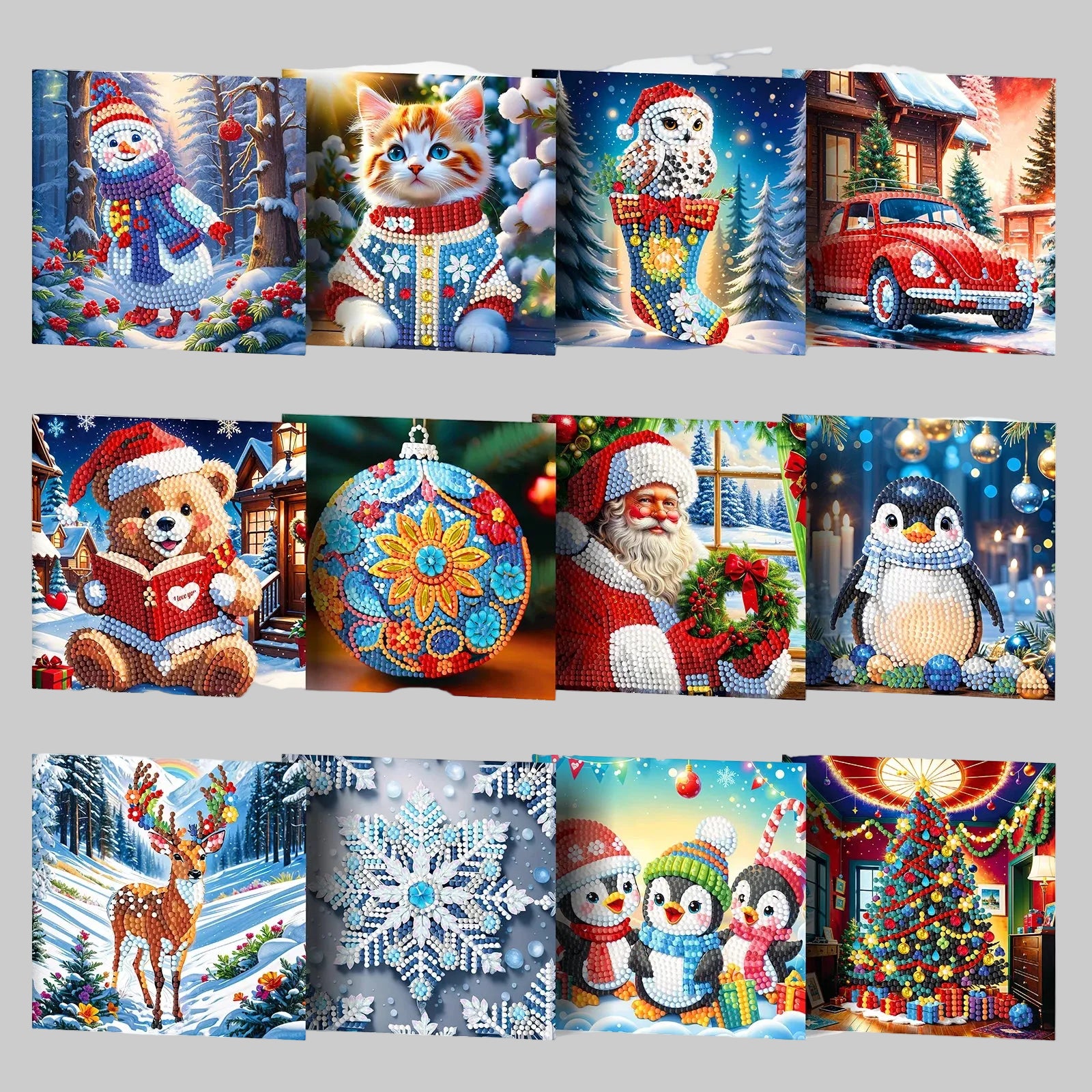 Kerstkaarten | 12 stuks | Diamond Painting