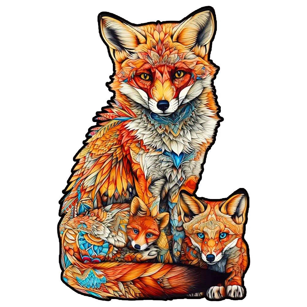 Vos met kleine vosjes | Houten Puzzel