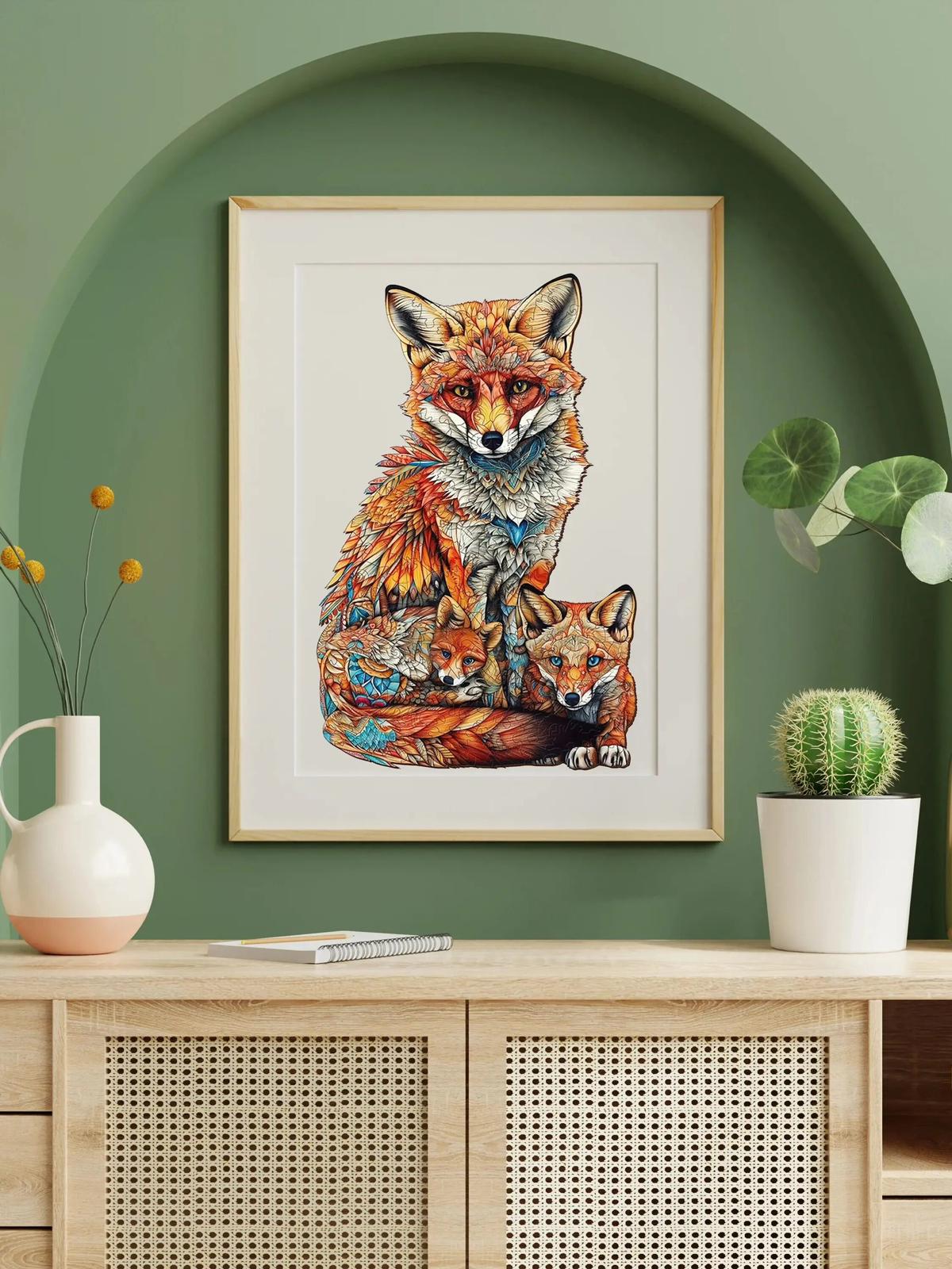 Vos met kleine vosjes | Houten Puzzel