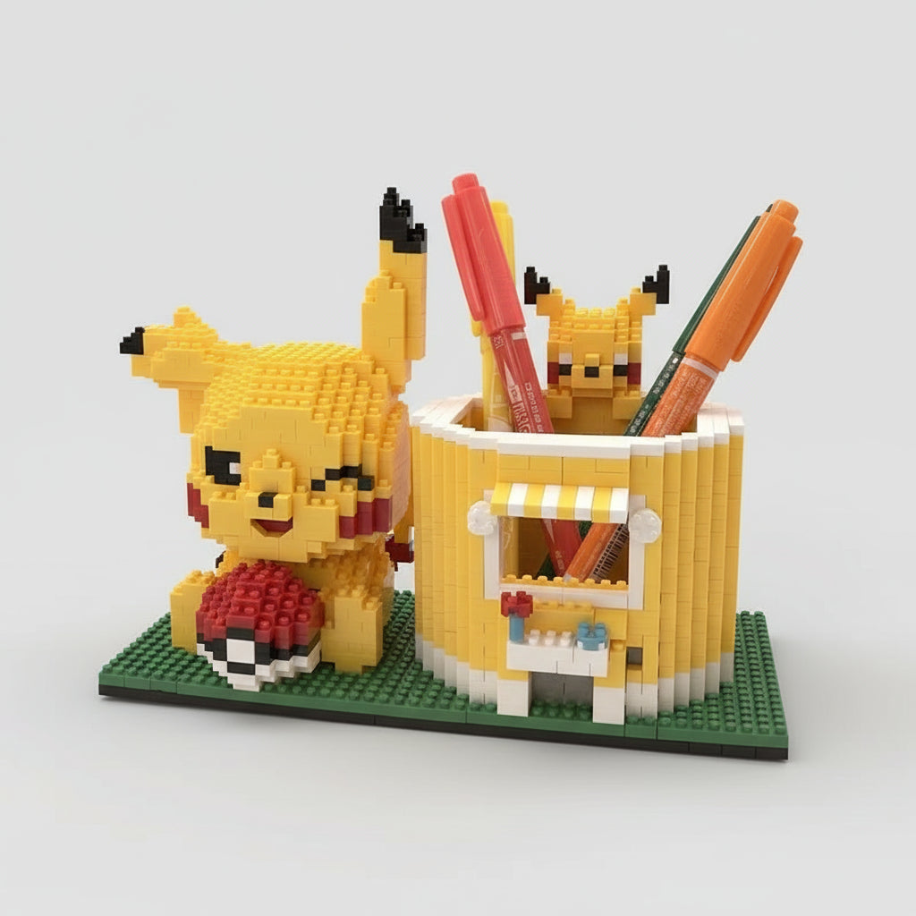 Geel Bliksembeest pennenbakje | Bouwsteentjes