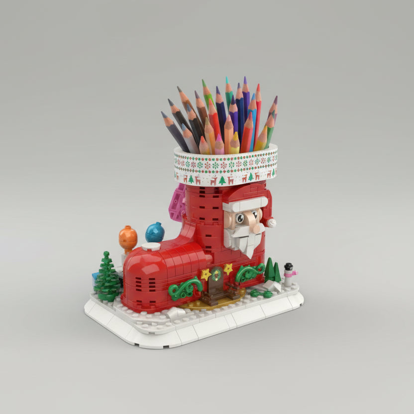 Kerst schoen pennenhouder | Bouwsteentjes