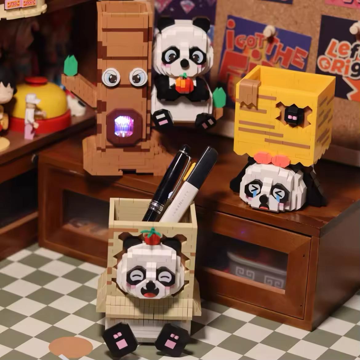 Verdrietige Panda pennenhouder | Bouwsteentjes