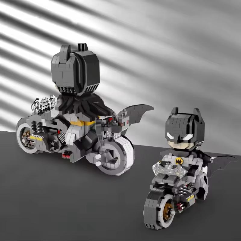 Stoere superheld op motor | Bouwsteentjes