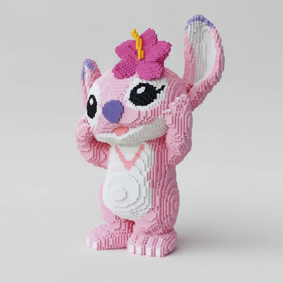 Mega roze wezen met bloem | Bouwsteentjes