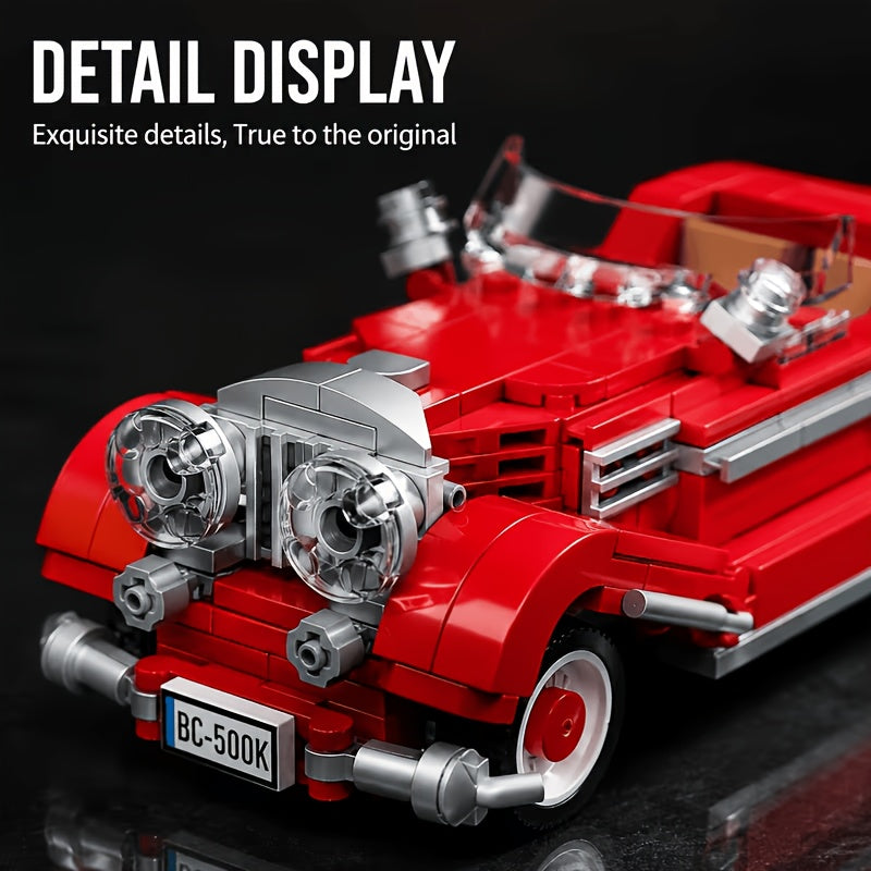Convertible Sports Car Building Block Model Assembly Set, Creative Collectible Display Model, Desktop Home Decor, Birthday Christmas Easter Halloween Thanksgiving Holiday Gift