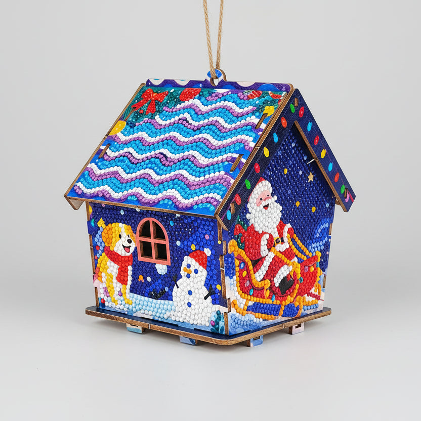 Kerst huisje | hanger voor in de boom | Diamond painting