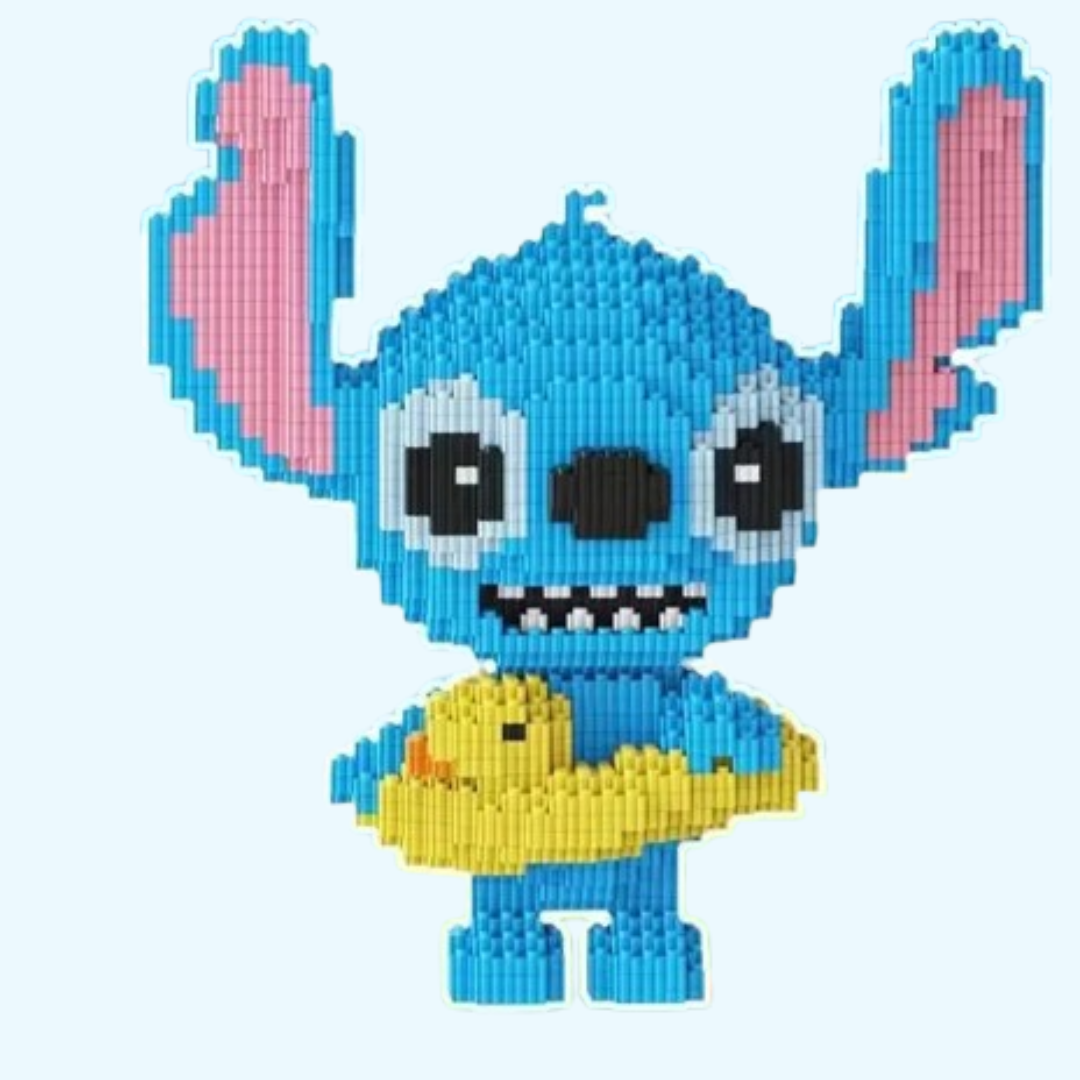 Schattig blauw wezen met Badeend | Bouwsteentjes