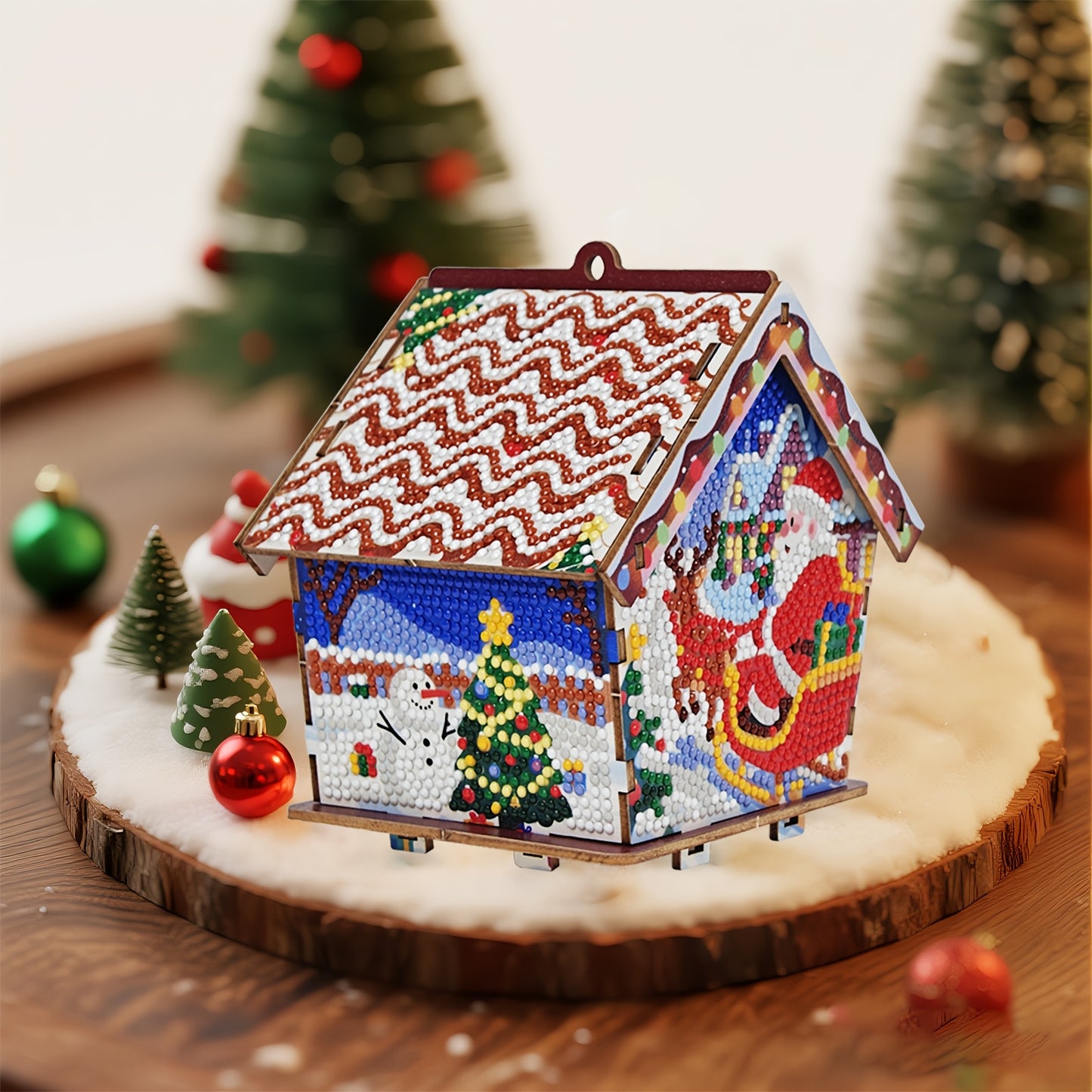Kerst huisje | hanger voor in de boom | Diamond painting