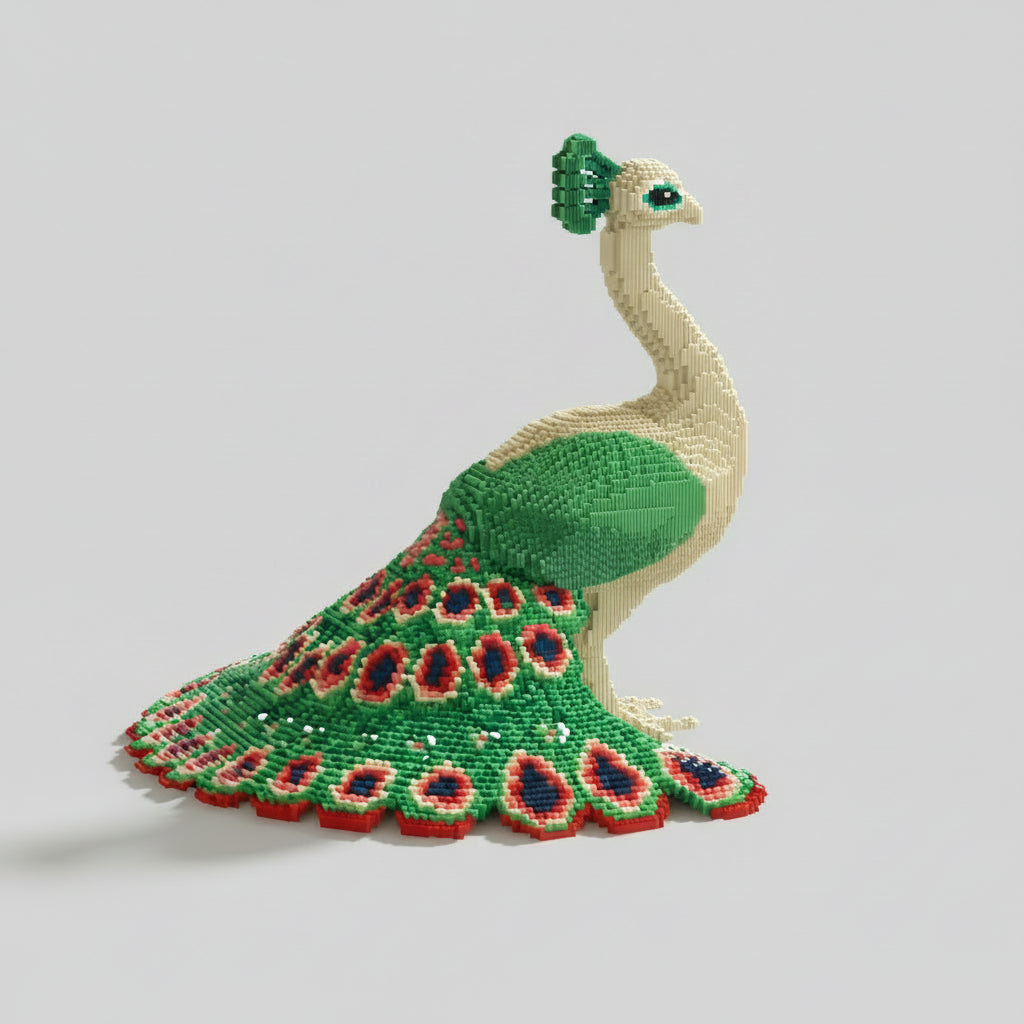 Groene pauw | Bouwsteentjes