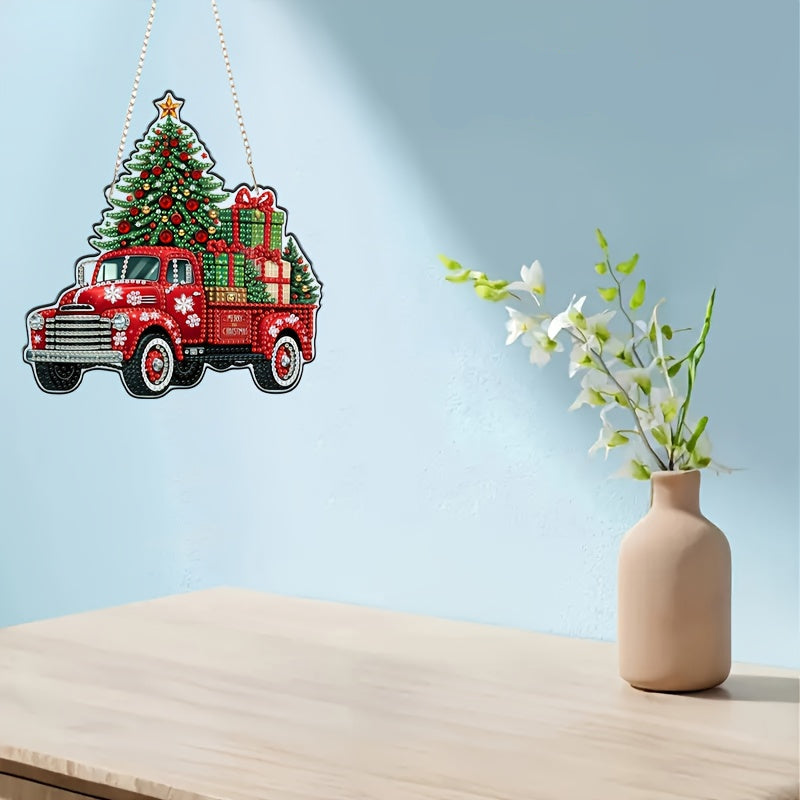Decoratie hanger | Kerst Truck | Diamond painting