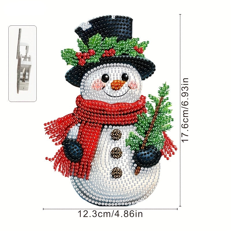 Bewegende sneeuwpop met hoed | Diamond painting