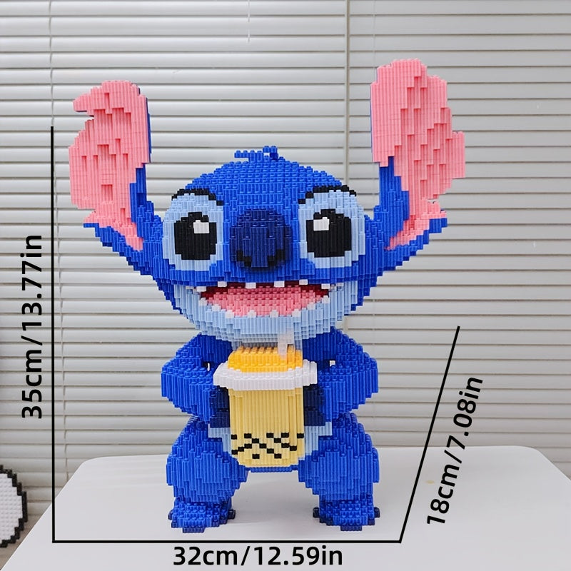 Blauw wezen met milkshake | Bouwsteentjes