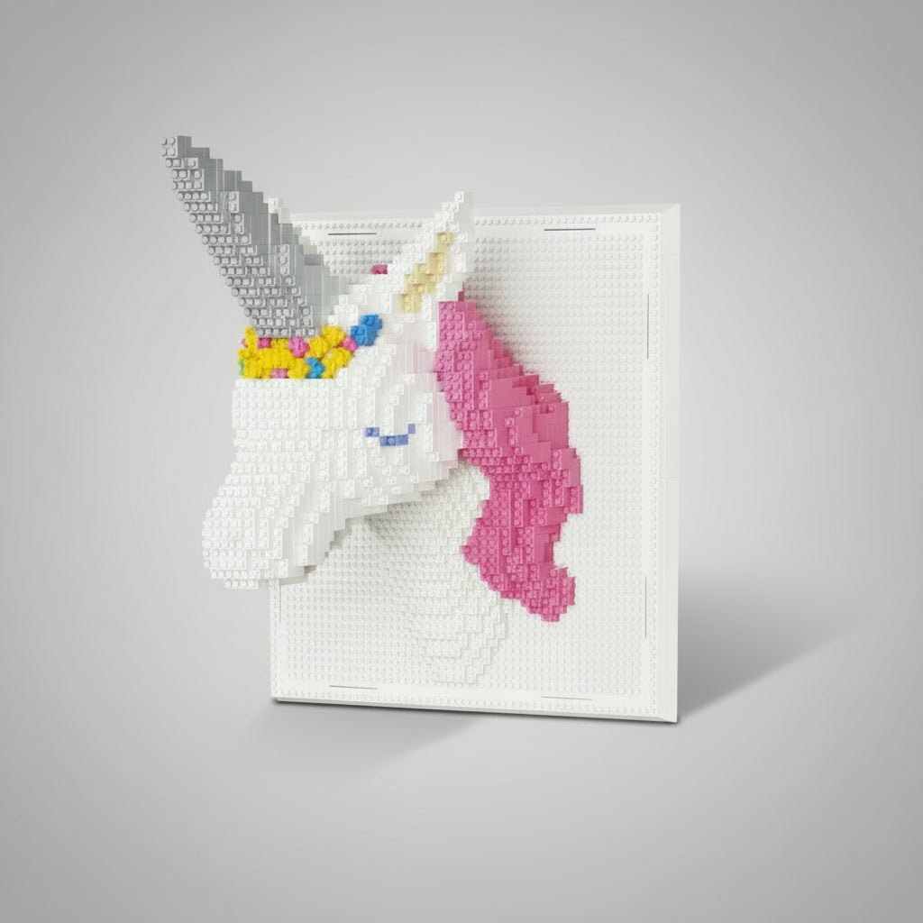 Eenhoorn Op Bouwplaat Bouwblokjes