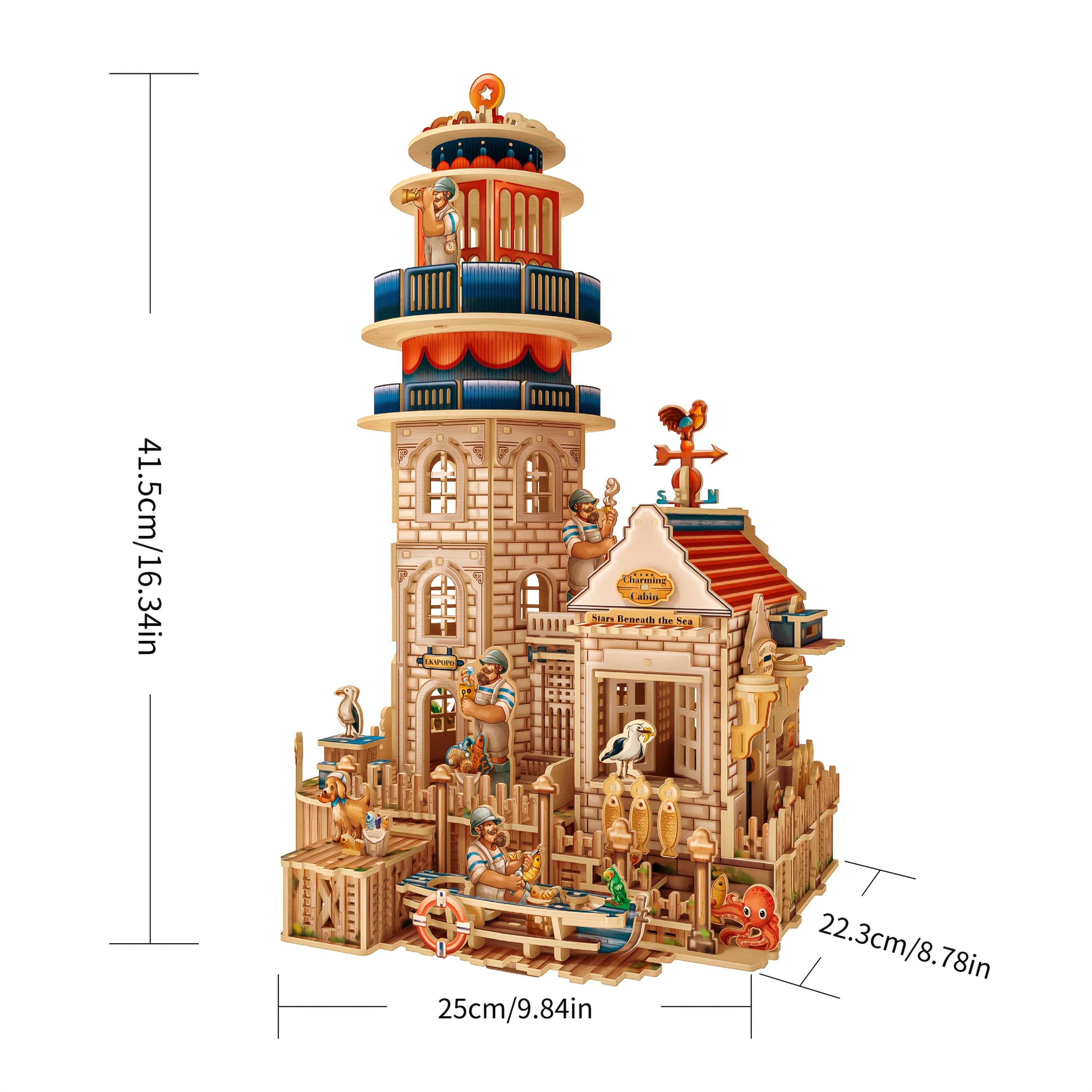 Vuurtoren met huisje | Houten bouwpakket