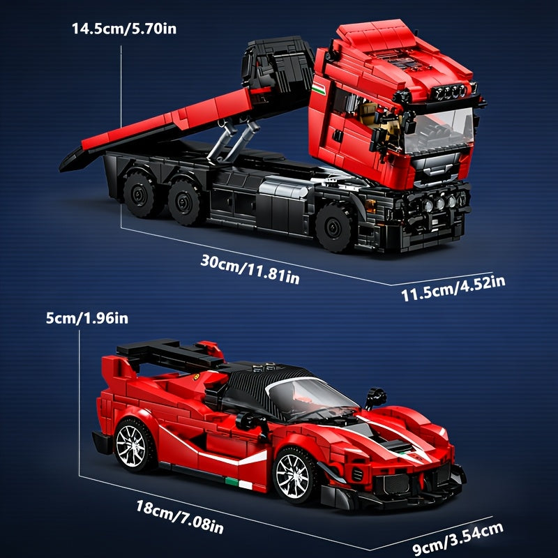 Trailer met superauto | Bouwsteentjes