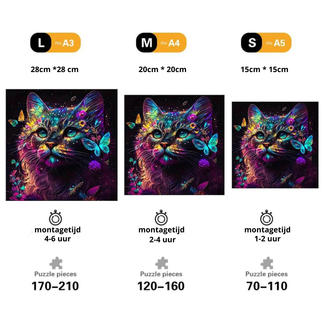 Kat met Vlinders | Houten Puzzel