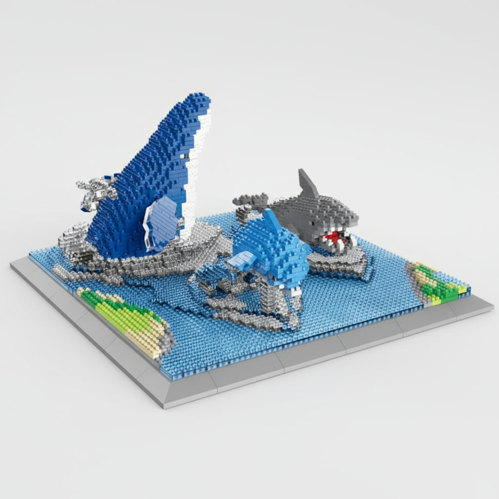 Haai Dolfijn En Walvis In De Zee Bouwblokjes