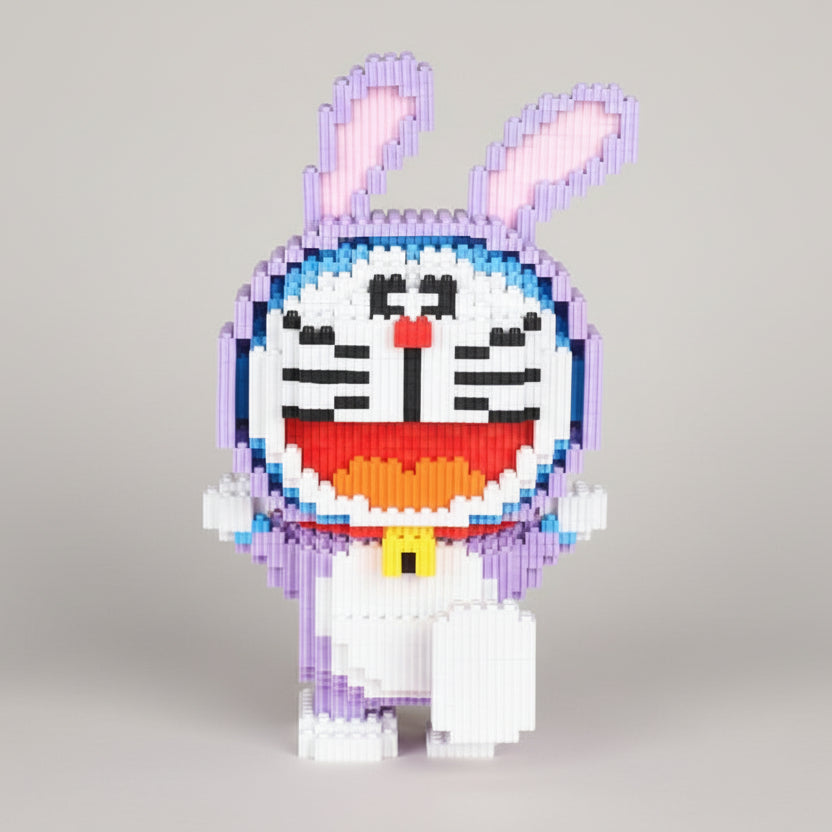 Kat In Konijnenpak Paars Bouwblokjes