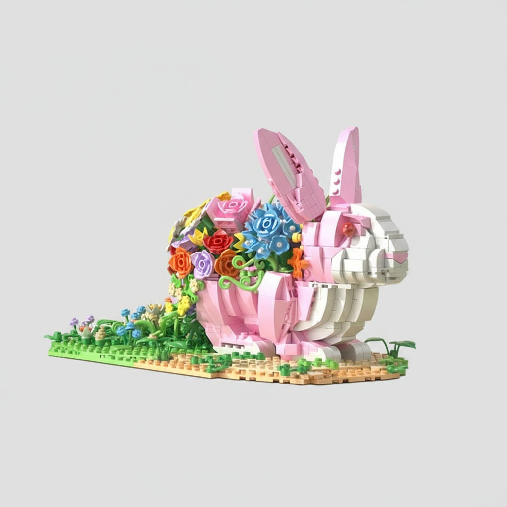 Konijn Met Bloemen Bouwblokjes