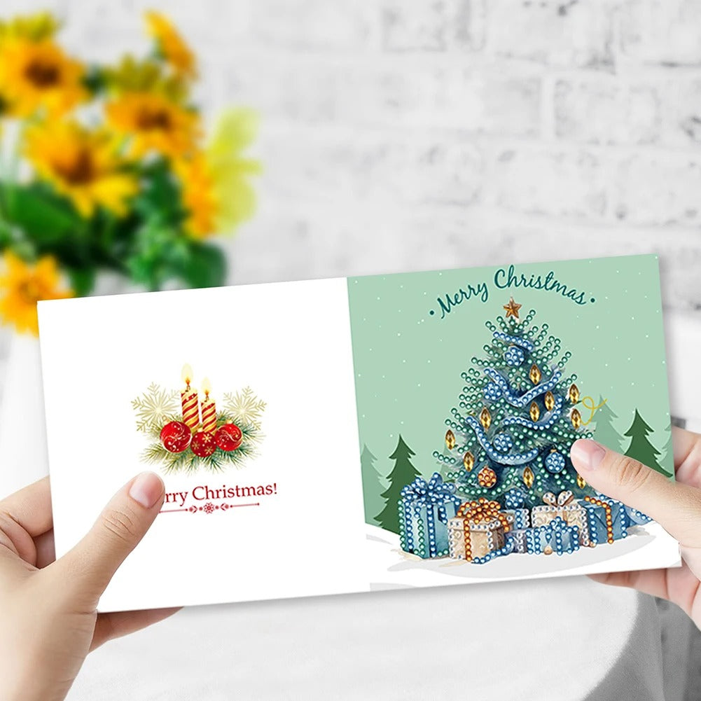 Kerstboom Kerstkaarten | 8 stuks | Diamond Painting