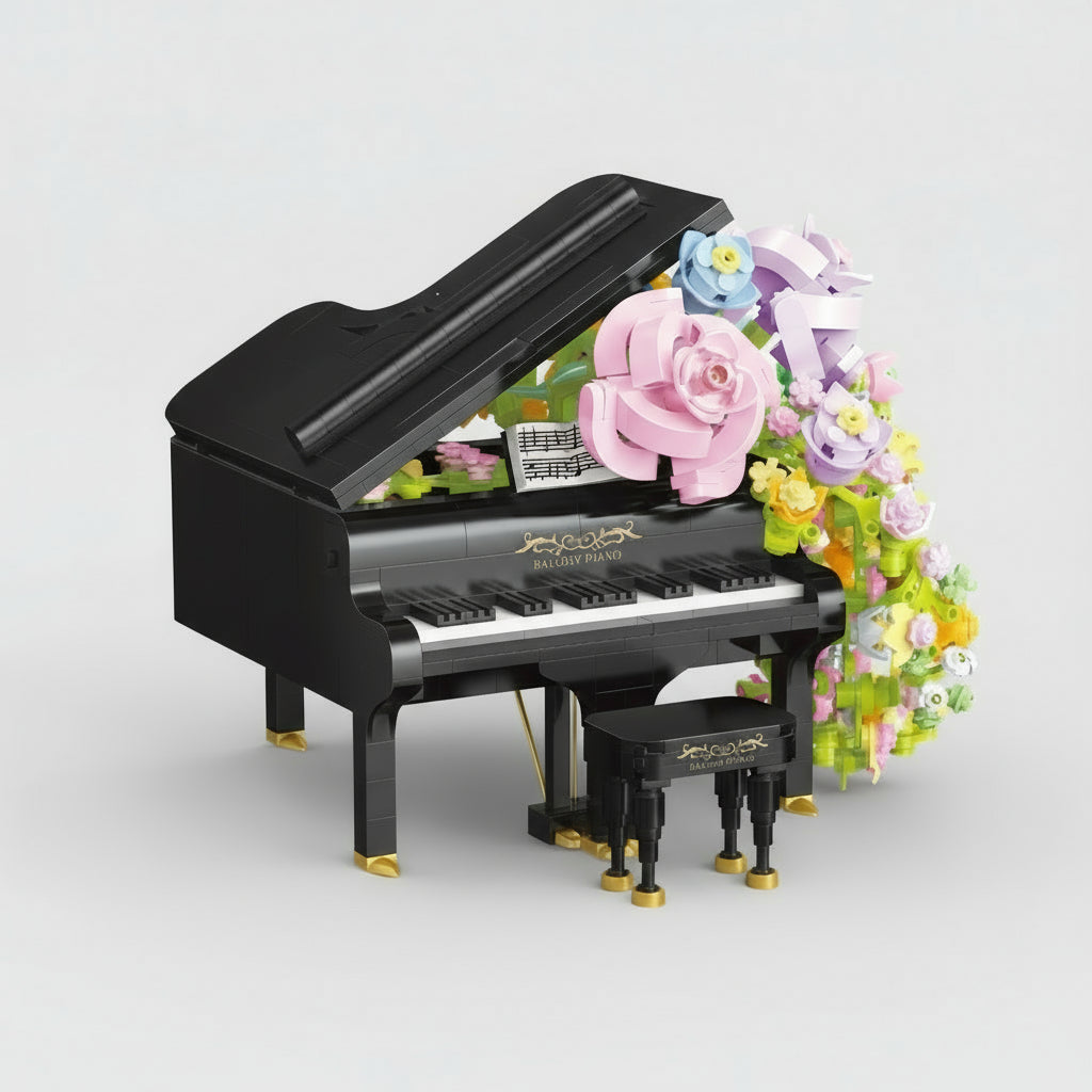 Piano Met Bloemen Bouwblokjes