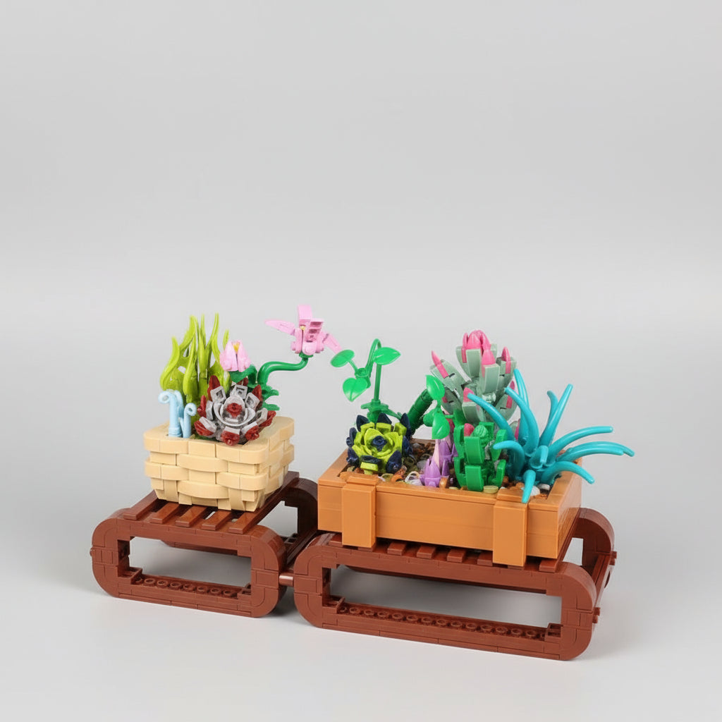 Planten Op Bankje Bouwblokjes