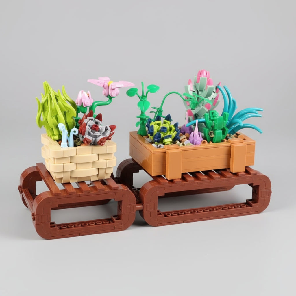 Planten Op Bankje Bouwblokjes