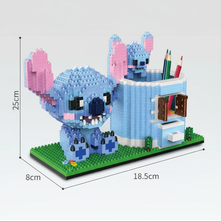 Schattig blauw wezen pennenbakje | Bouwsteentjes