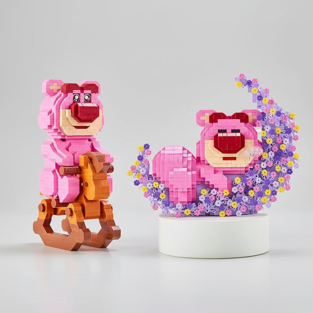 Roze Beer Op Hobbelpaard Bouwblokjes