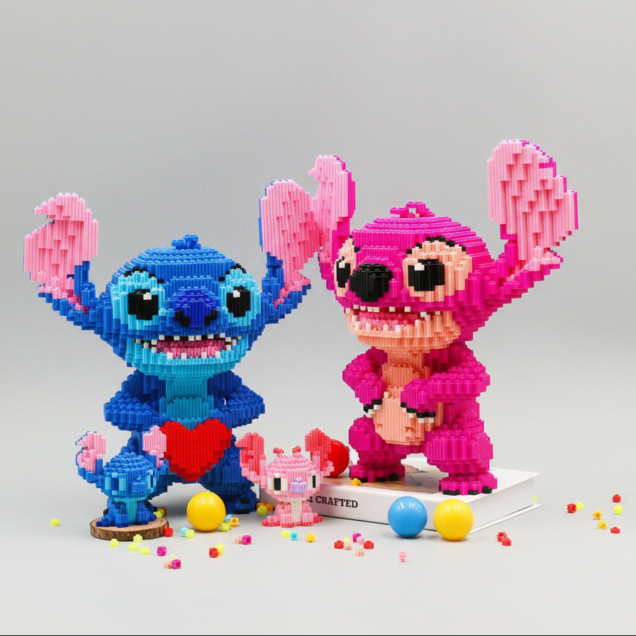 Schattig Blauw Wezen Met Hart Bouwblokjes