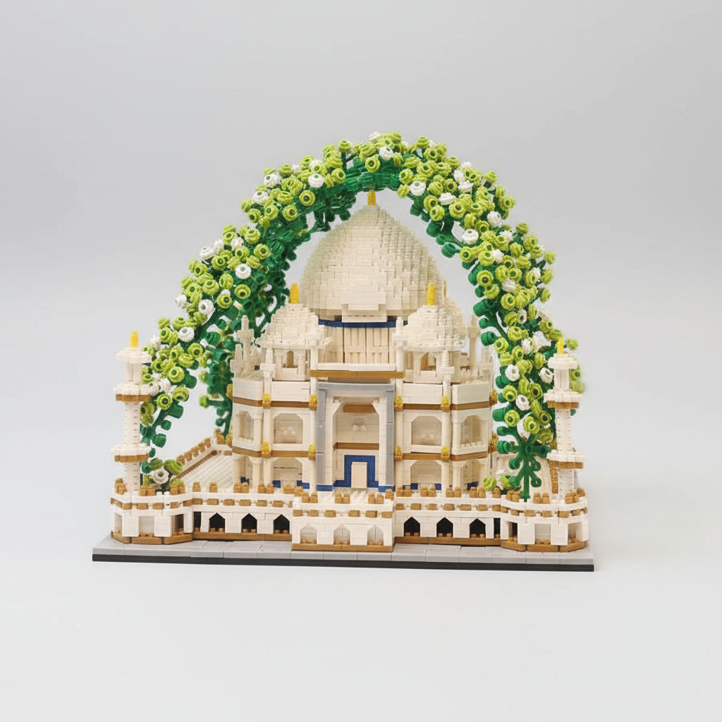 Taj Mahal Met Bloemen Groen Bouwblokjes