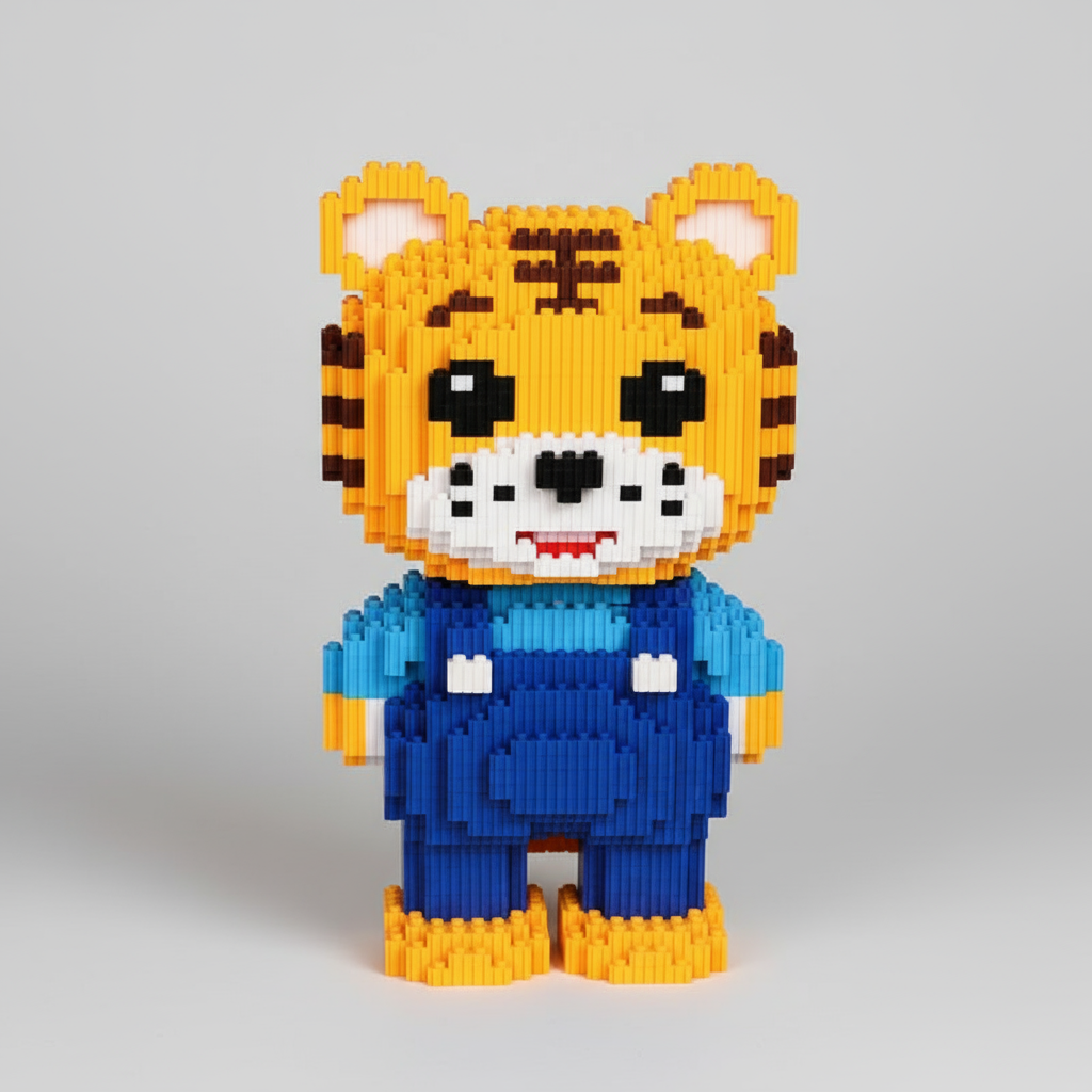 Tijger Familie Blauwe Bouwblokjes