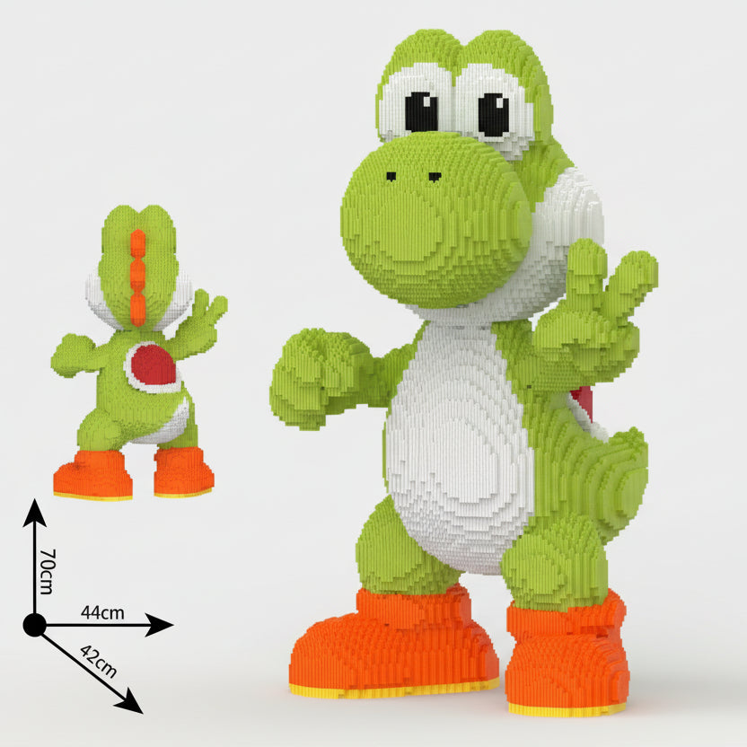 MEGA groene dino met peace | Bouwsteentjes