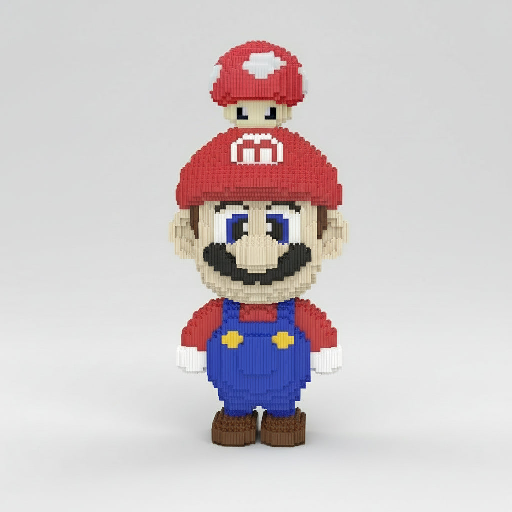 Rode loodgieter met paddenstoel | Bouwsteentjes