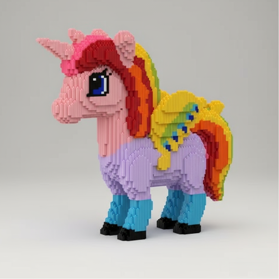 Mega Roze Eenhoorn | Bouwsteentjes