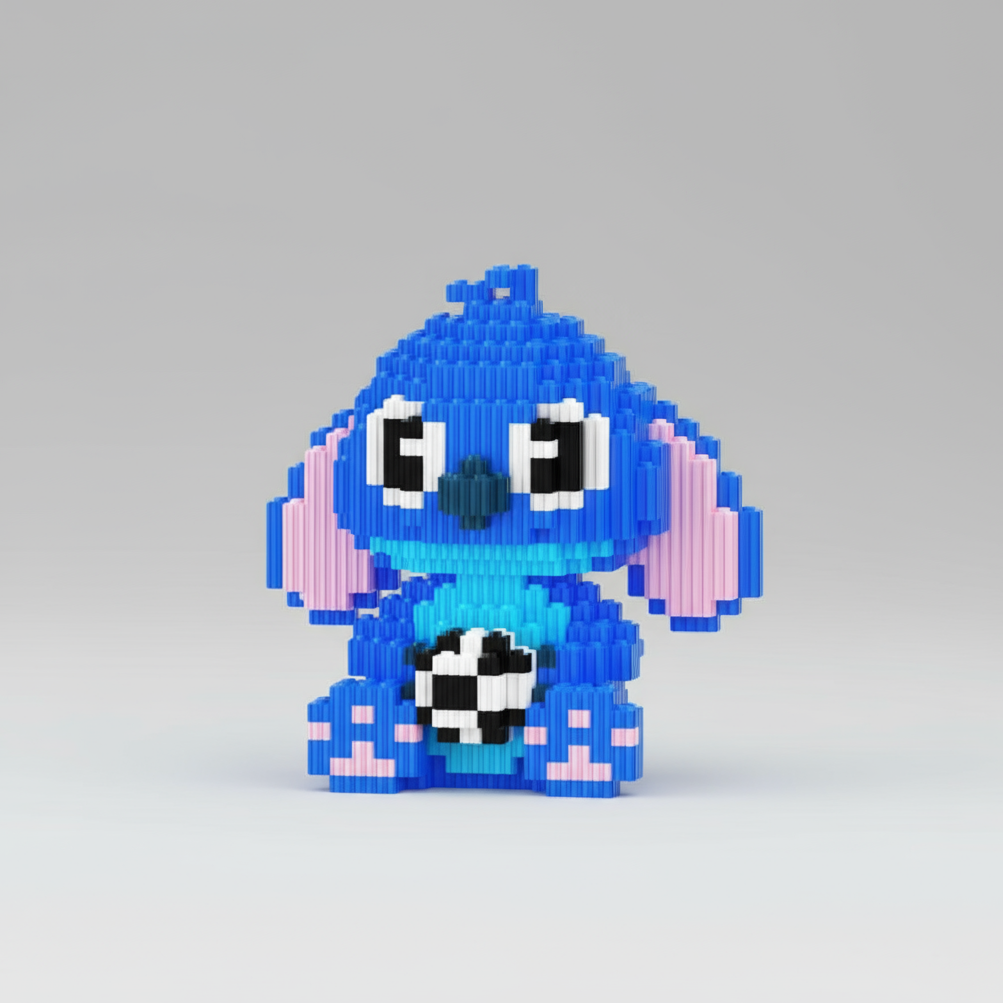 Blauw wezen met bal | Bouwsteentjes