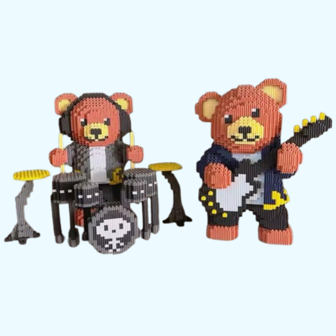 Knuffel beer rockster | Bouwsteentjes