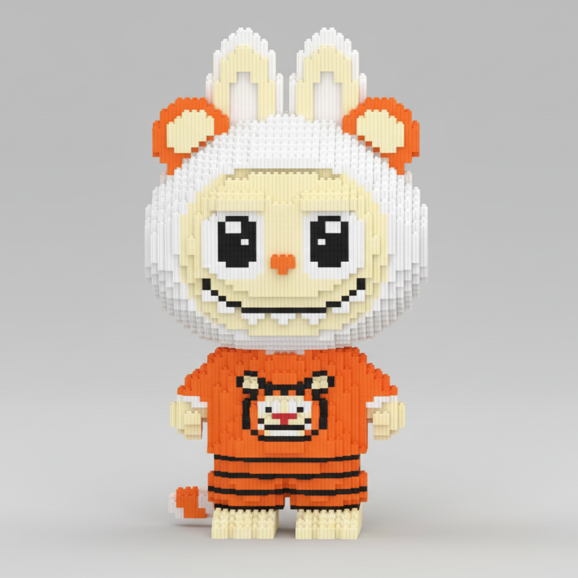 Oranje labubu | Bouwsteentjes