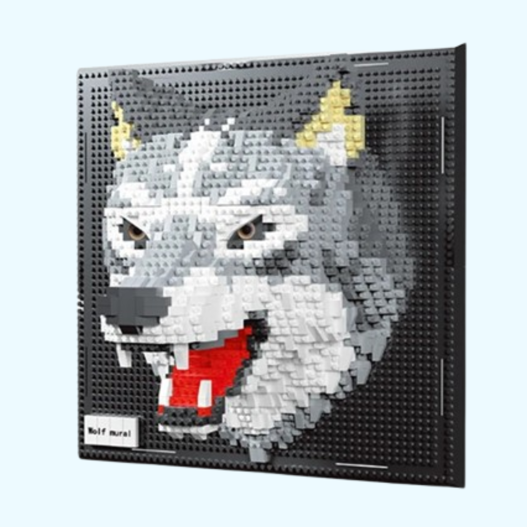 Wolf op Bouwplaat | Bouwsteentjes
