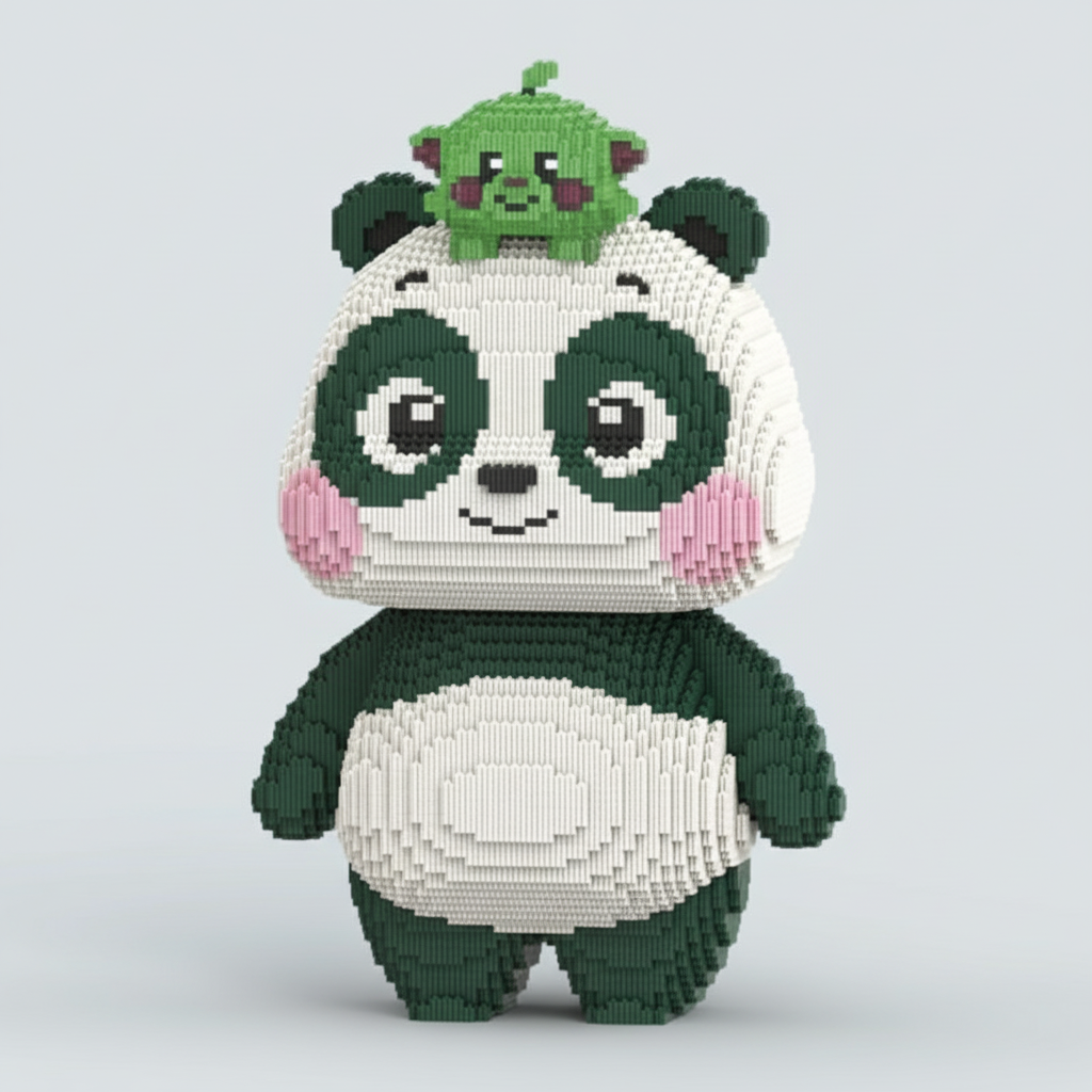Mega Panda met Beestje | Bouwsteentjes