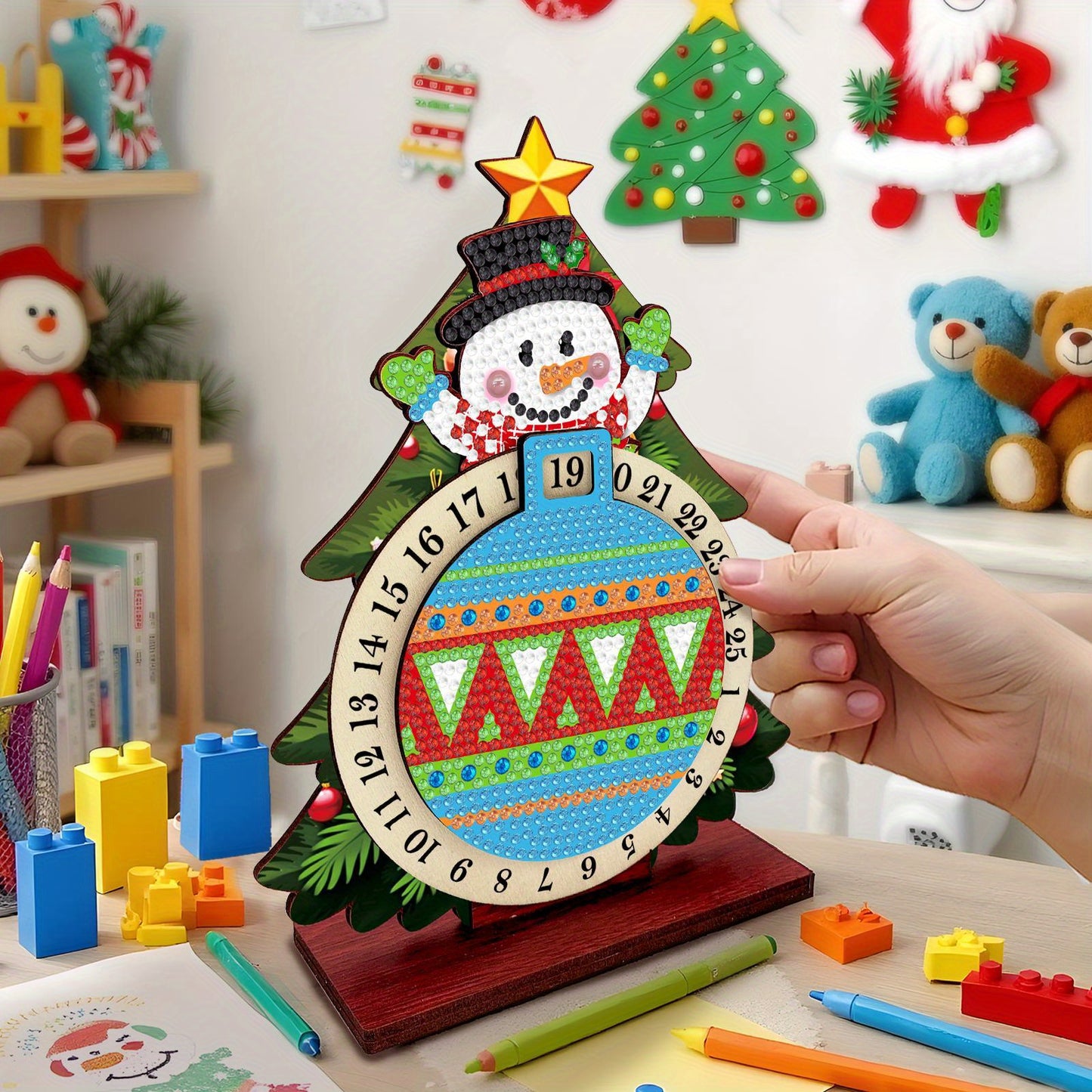 Sneeuwpop in kerstboom | kalender | Diamond painting