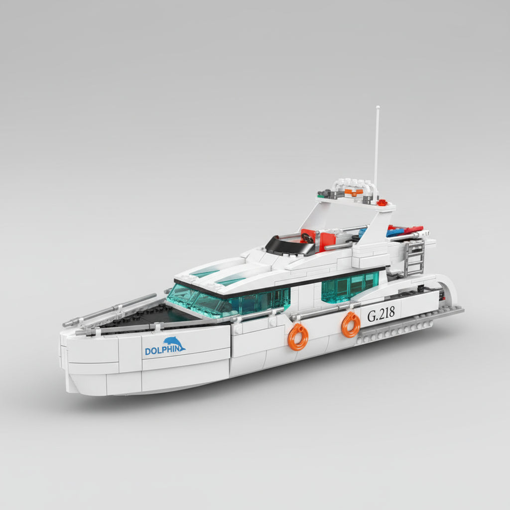 Witte dolfijn boot | Bouwsteentjes